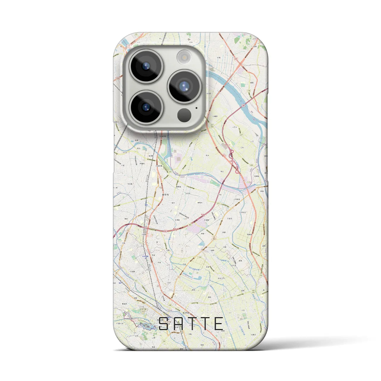 【幸手】地図柄iPhoneケース（バックカバータイプ・ナチュラル）iPhone 15 Pro 用