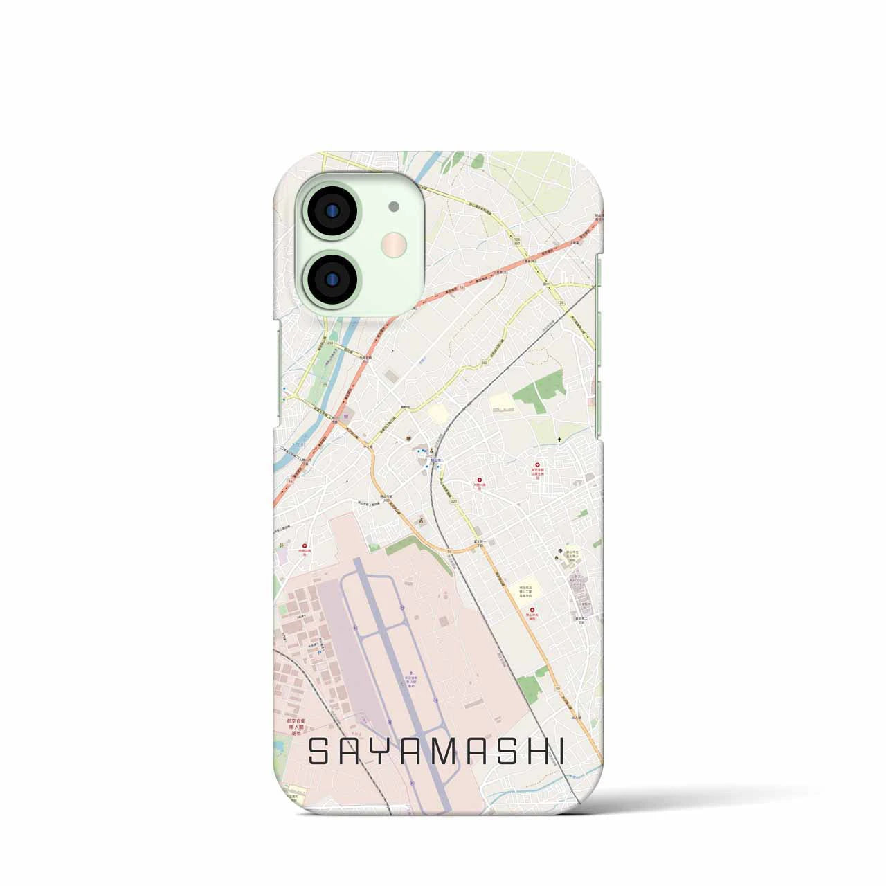 【狭山市】地図柄iPhoneケース（バックカバータイプ・ナチュラル）iPhone 12 mini 用