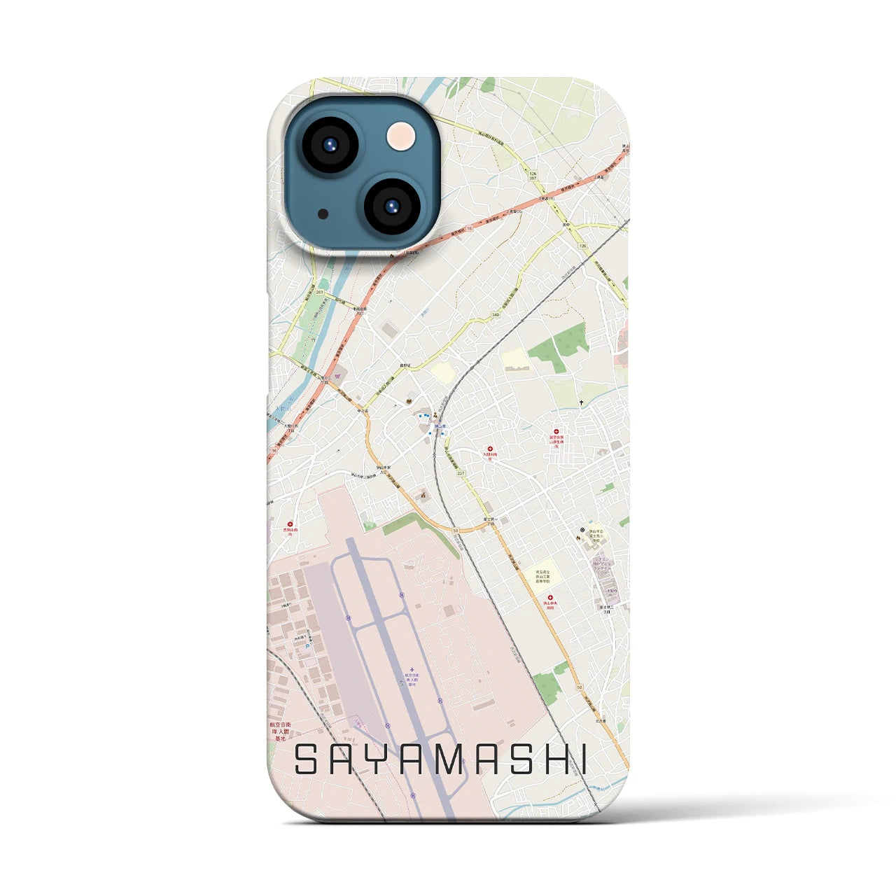 【狭山市】地図柄iPhoneケース（バックカバータイプ・ナチュラル）iPhone 13 用