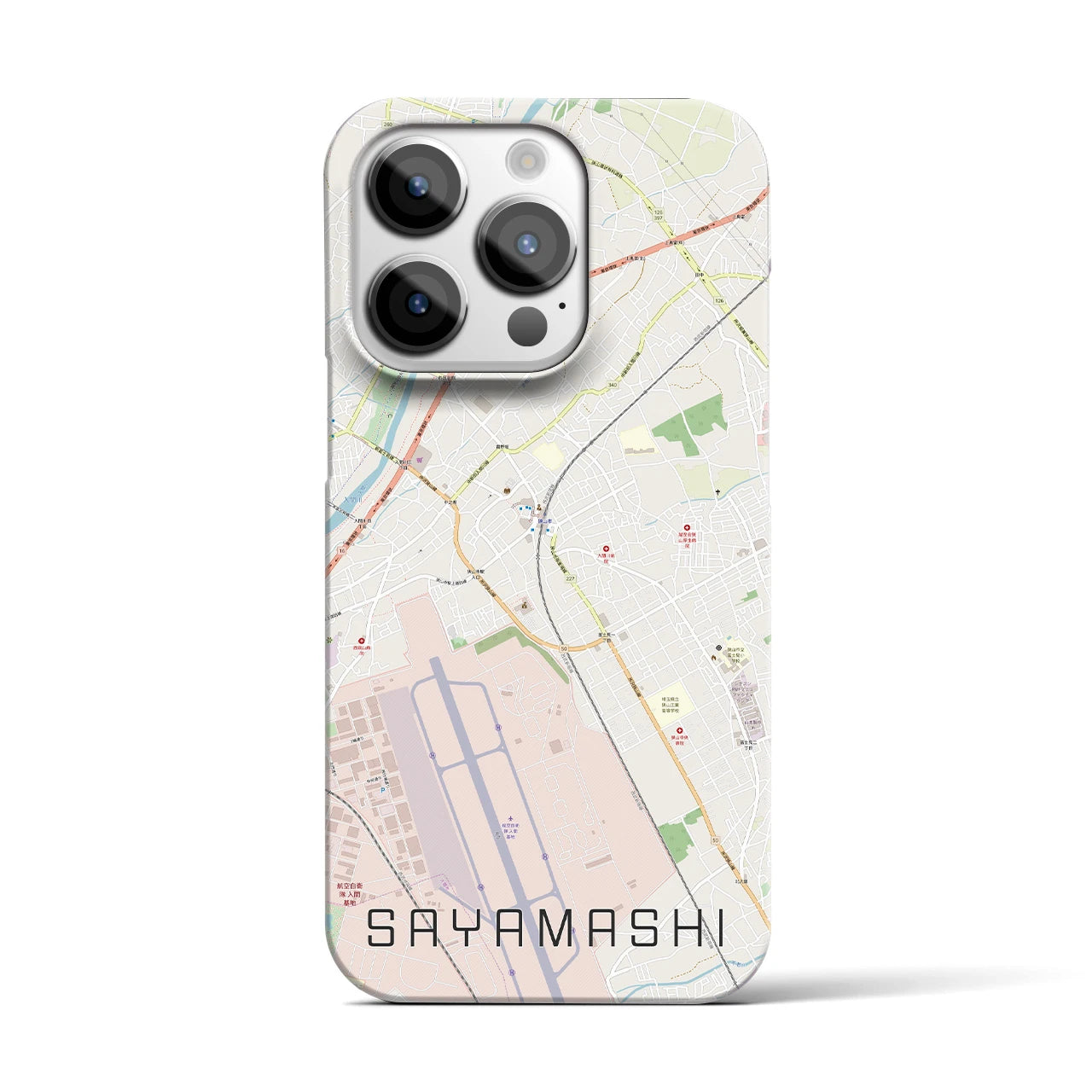 【狭山市】地図柄iPhoneケース（バックカバータイプ・ナチュラル）iPhone 14 Pro 用