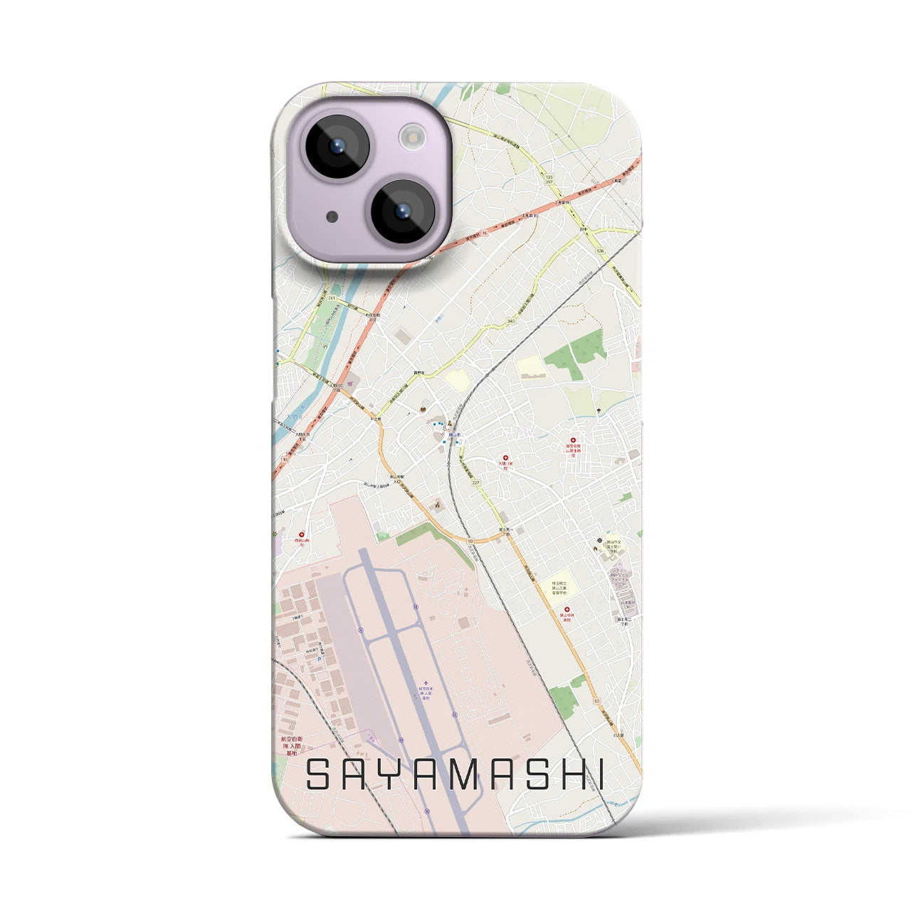 【狭山市】地図柄iPhoneケース（バックカバータイプ・ナチュラル）iPhone 14 用