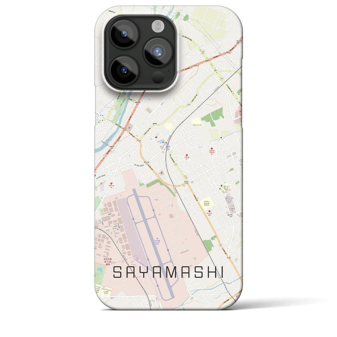 【狭山市】地図柄iPhoneケース（バックカバータイプ・ナチュラル）iPhone 15 Pro Max 用