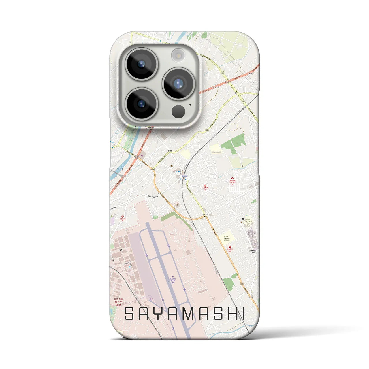 【狭山市】地図柄iPhoneケース（バックカバータイプ・ナチュラル）iPhone 15 Pro 用