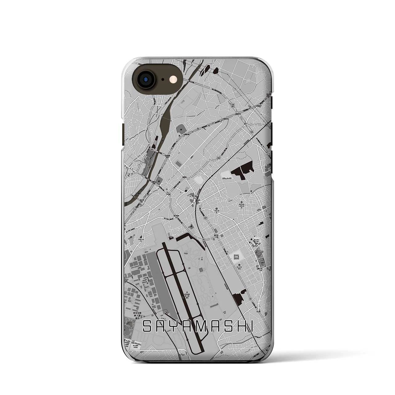 【狭山市】地図柄iPhoneケース（クリアタイプ・モノトーン）iPhone SE（第3 / 第2世代） / 8 / 7 / 6s / 6 用