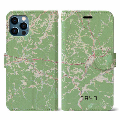 【佐用（兵庫県）】地図柄iPhoneケース（手帳タイプ）ナチュラル・iPhone 12 / 12 Pro 用