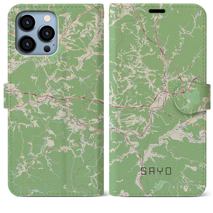 【佐用（兵庫県）】地図柄iPhoneケース（手帳タイプ）ナチュラル・iPhone 13 Pro Max 用