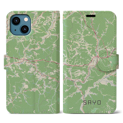 【佐用（兵庫県）】地図柄iPhoneケース（手帳タイプ）ナチュラル・iPhone 13 用
