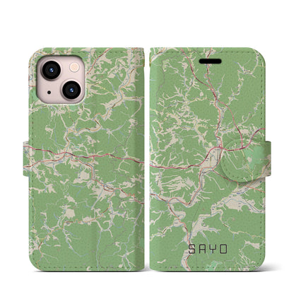 【佐用（兵庫県）】地図柄iPhoneケース（手帳タイプ）ナチュラル・iPhone 13 mini 用
