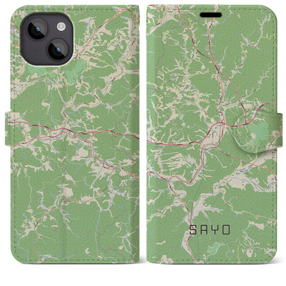 【佐用（兵庫県）】地図柄iPhoneケース（手帳タイプ）ナチュラル・iPhone 14 Plus 用