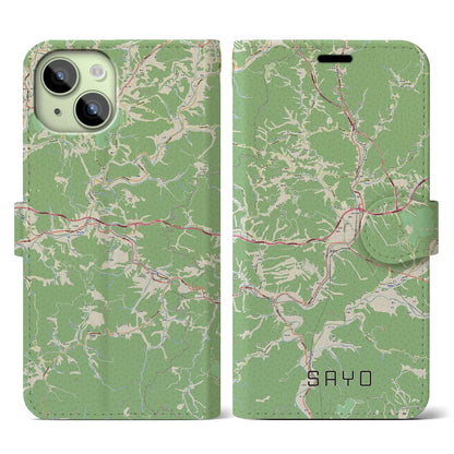 【佐用（兵庫県）】地図柄iPhoneケース（手帳タイプ）ナチュラル・iPhone 15 用