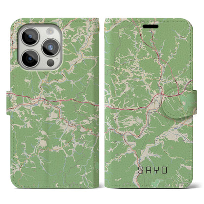 【佐用（兵庫県）】地図柄iPhoneケース（手帳タイプ）ナチュラル・iPhone 15 Pro 用