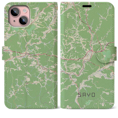 【佐用（兵庫県）】地図柄iPhoneケース（手帳タイプ）ナチュラル・iPhone 15 Plus 用