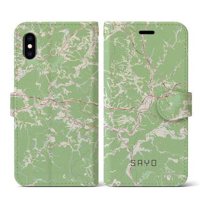 【佐用（兵庫県）】地図柄iPhoneケース（手帳タイプ）ナチュラル・iPhone XS / X 用