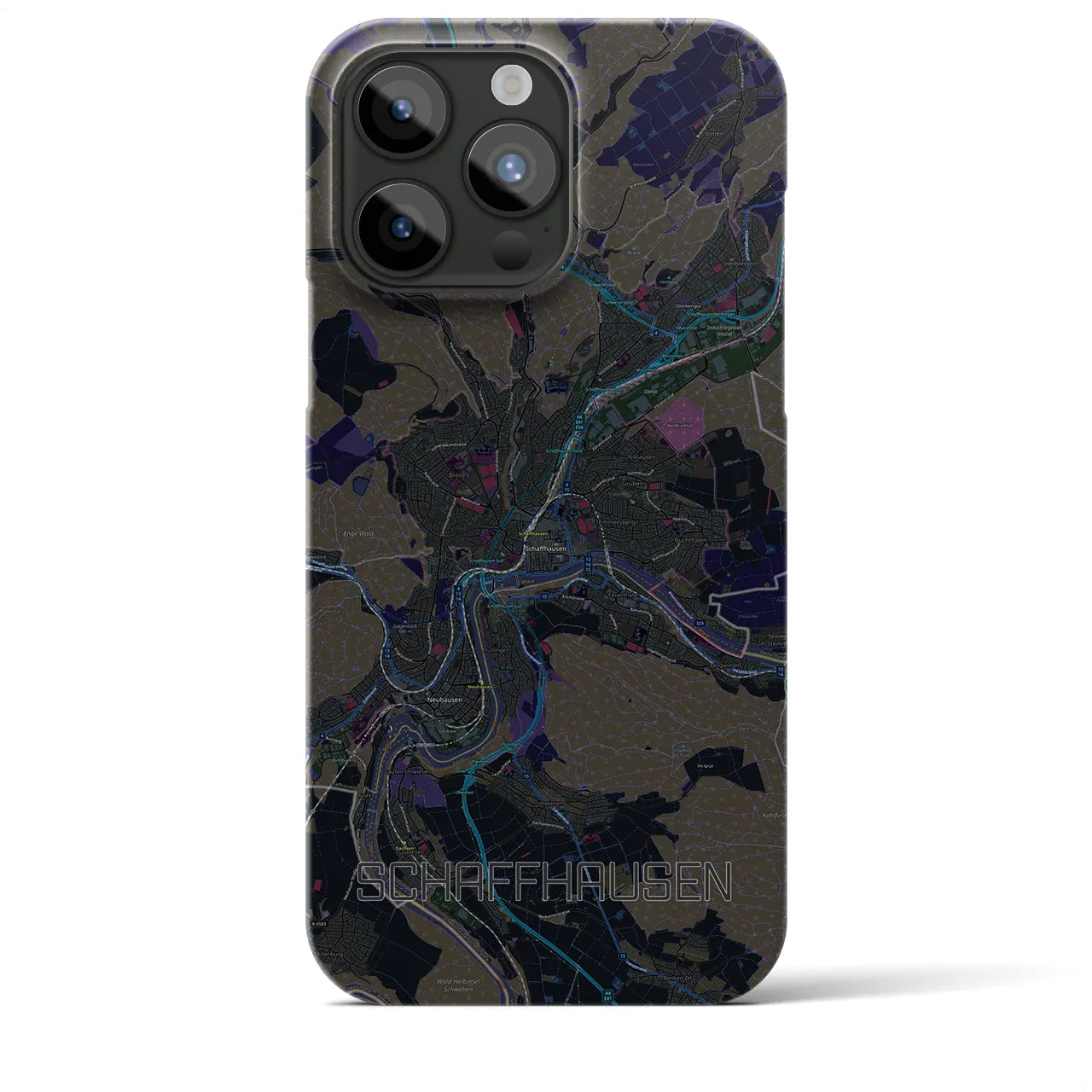 【シャフハウゼン】地図柄iPhoneケース（バックカバータイプ・ブラック）iPhone 15 Pro Max 用