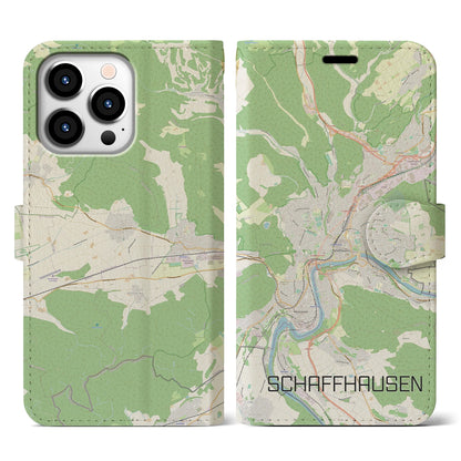 【シャフハウゼン（スイス）】地図柄iPhoneケース（手帳タイプ）ナチュラル・iPhone 13 Pro 用