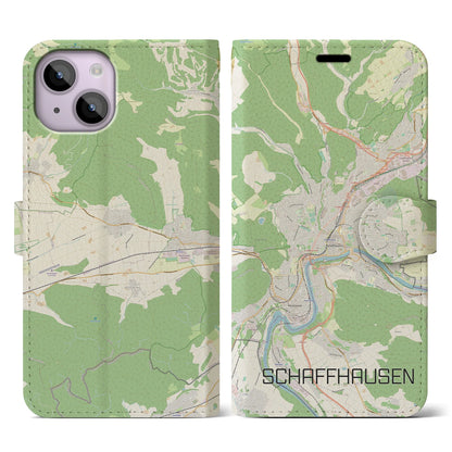 【シャフハウゼン（スイス）】地図柄iPhoneケース（手帳タイプ）ナチュラル・iPhone 14 用
