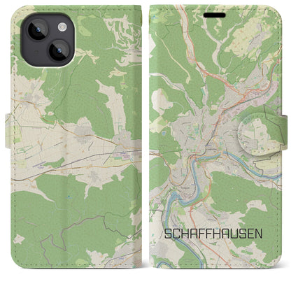 【シャフハウゼン（スイス）】地図柄iPhoneケース（手帳タイプ）ナチュラル・iPhone 14 Plus 用