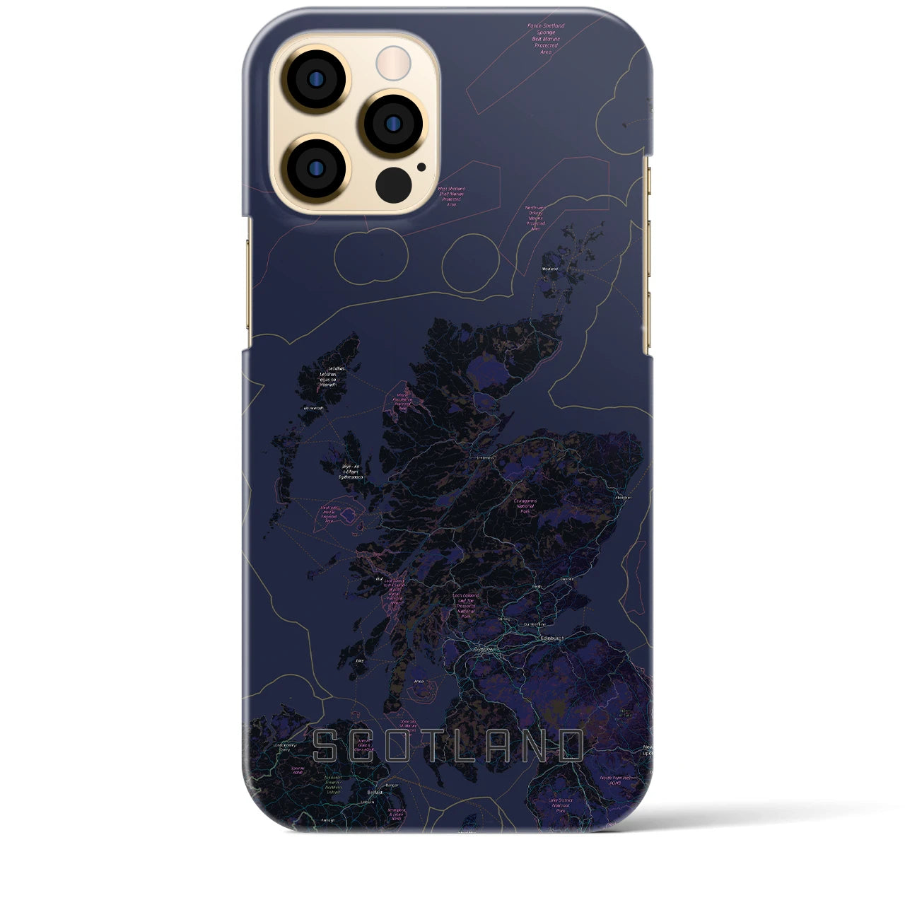 【スコットランド】地図柄iPhoneケース（バックカバータイプ・ブラック）iPhone 12 Pro Max 用