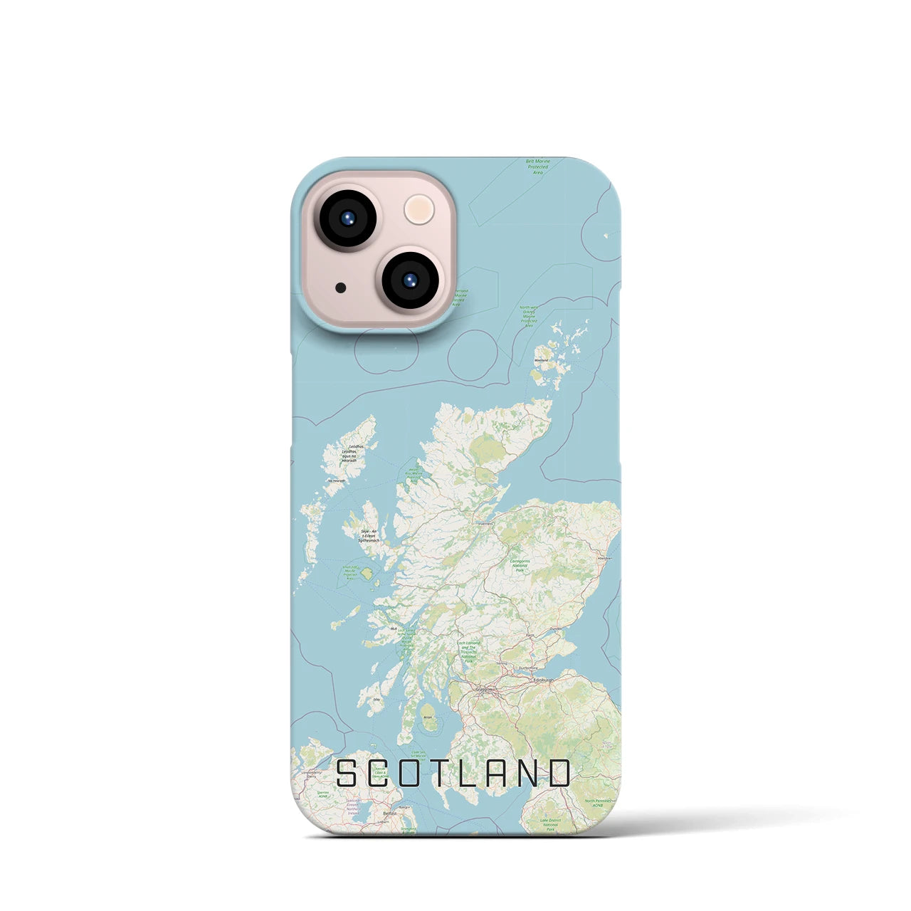【スコットランド】地図柄iPhoneケース（バックカバータイプ・ナチュラル）iPhone 13 mini 用
