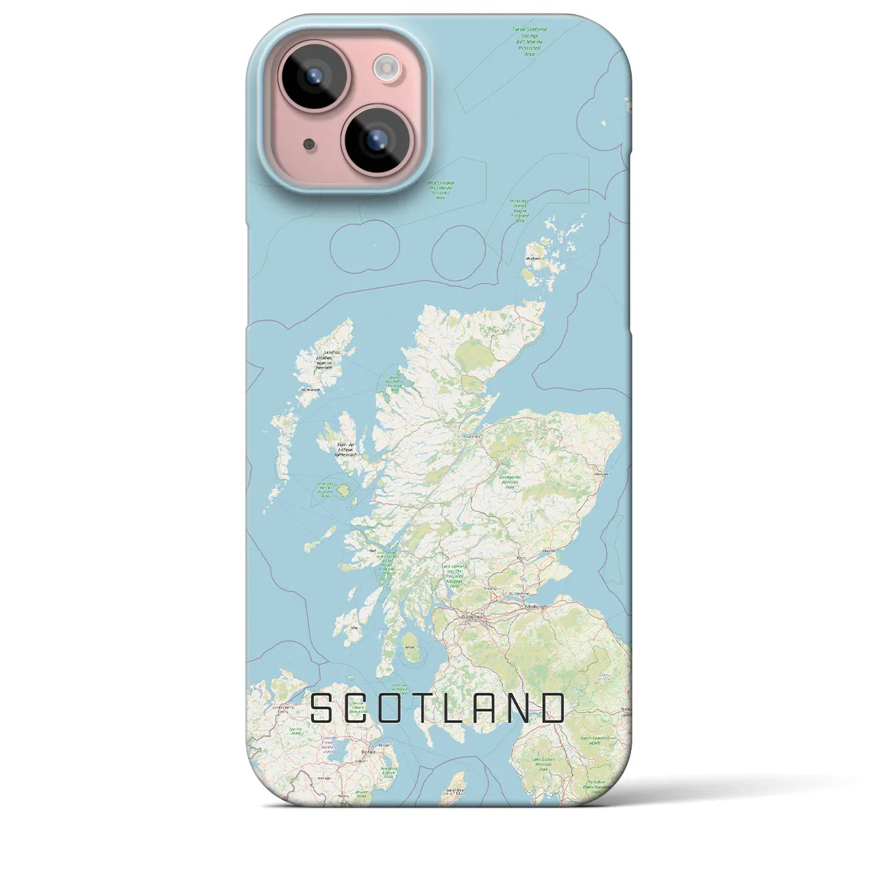 【スコットランド】地図柄iPhoneケース（バックカバータイプ・ナチュラル）iPhone 15 Plus 用