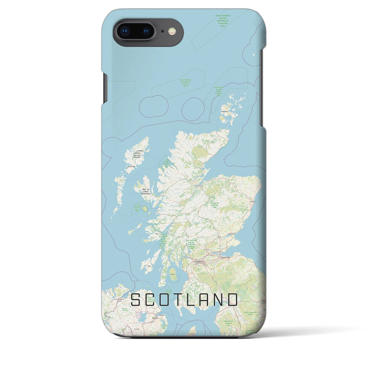 【スコットランド】地図柄iPhoneケース（バックカバータイプ・ナチュラル）iPhone 8Plus /7Plus / 6sPlus / 6Plus 用