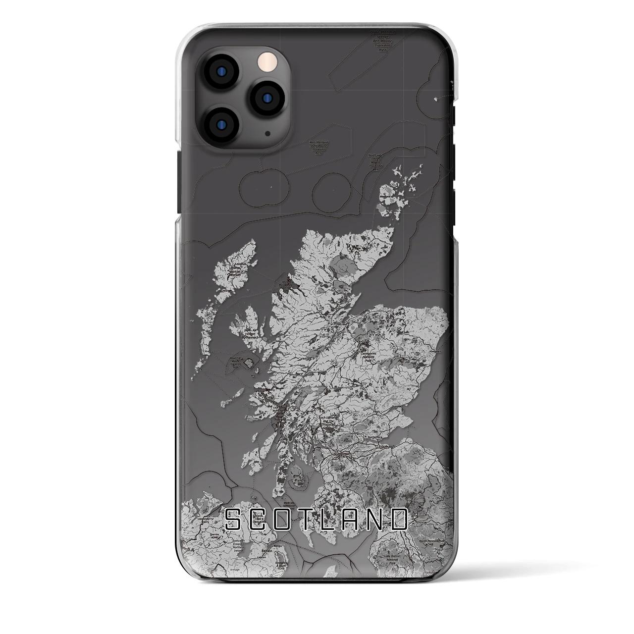 【スコットランド】地図柄iPhoneケース（クリアタイプ・モノトーン）iPhone 11 Pro Max 用