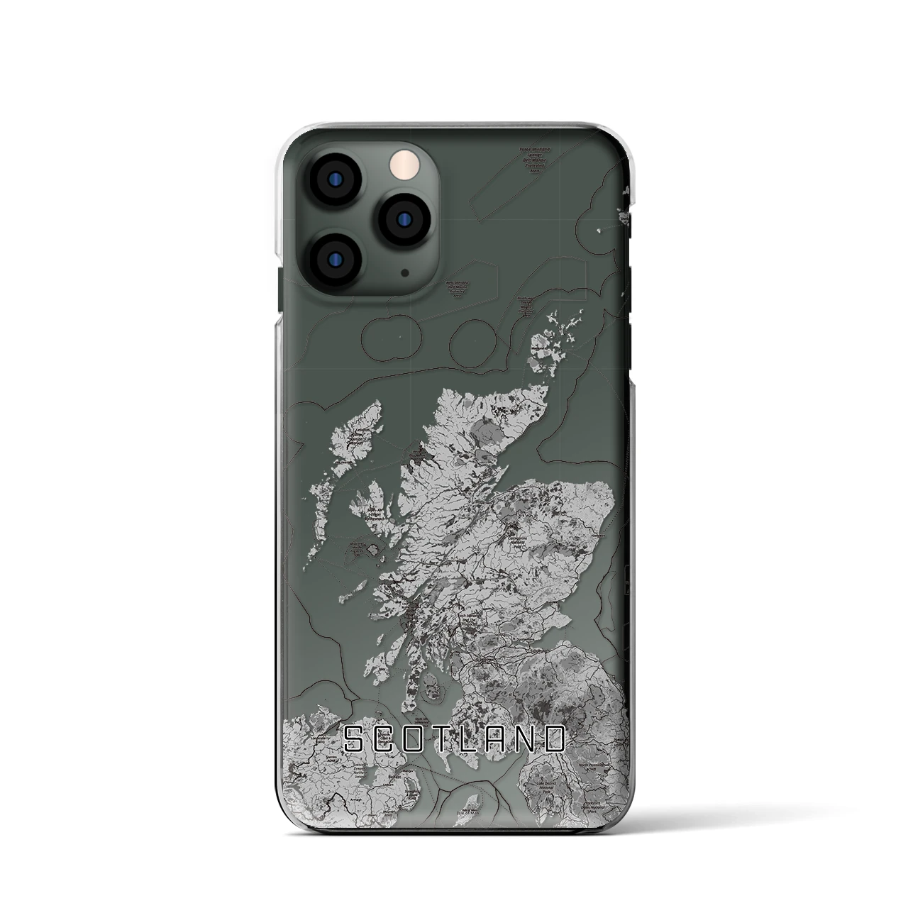 【スコットランド】地図柄iPhoneケース（クリアタイプ・モノトーン）iPhone 11 Pro 用