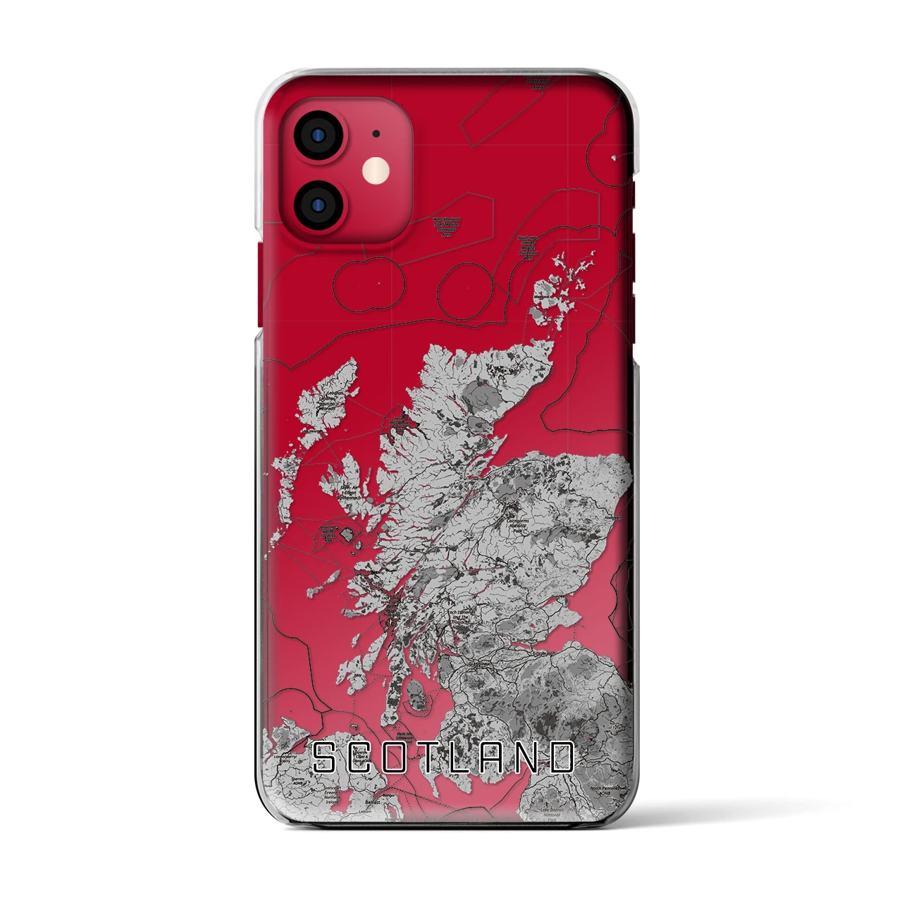 【スコットランド】地図柄iPhoneケース（クリアタイプ・モノトーン）iPhone 11 用