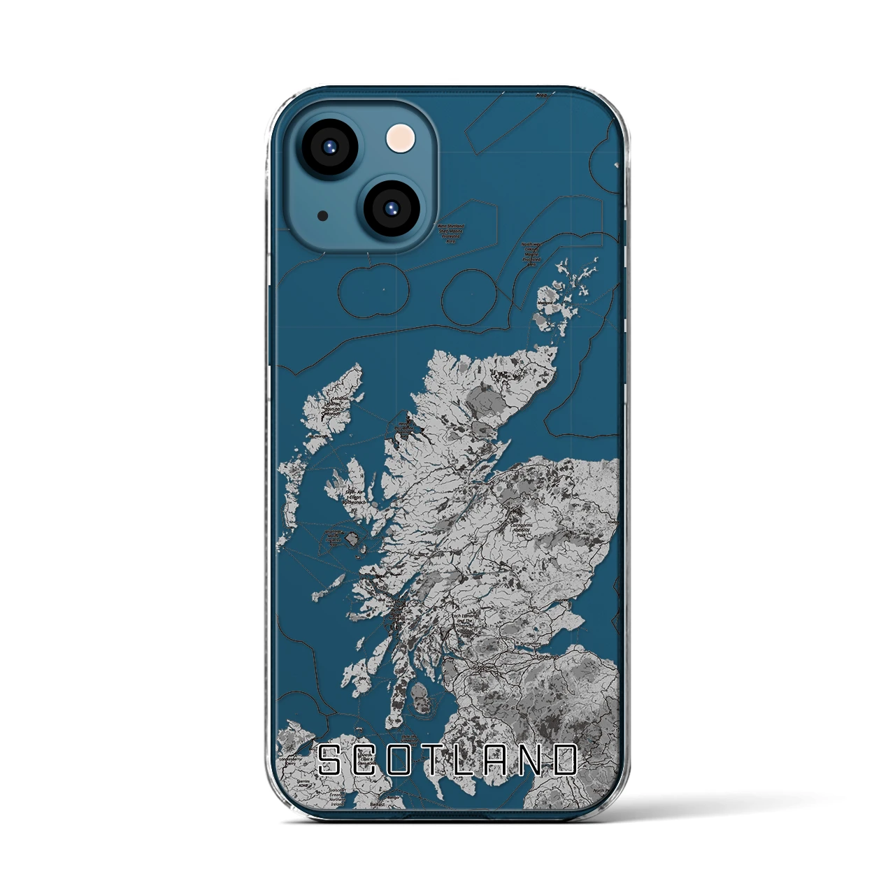 【スコットランド】地図柄iPhoneケース（クリアタイプ・モノトーン）iPhone 13 用