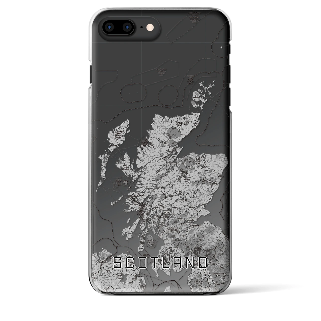 【スコットランド】地図柄iPhoneケース（クリアタイプ・モノトーン）iPhone 8Plus /7Plus / 6sPlus / 6Plus 用