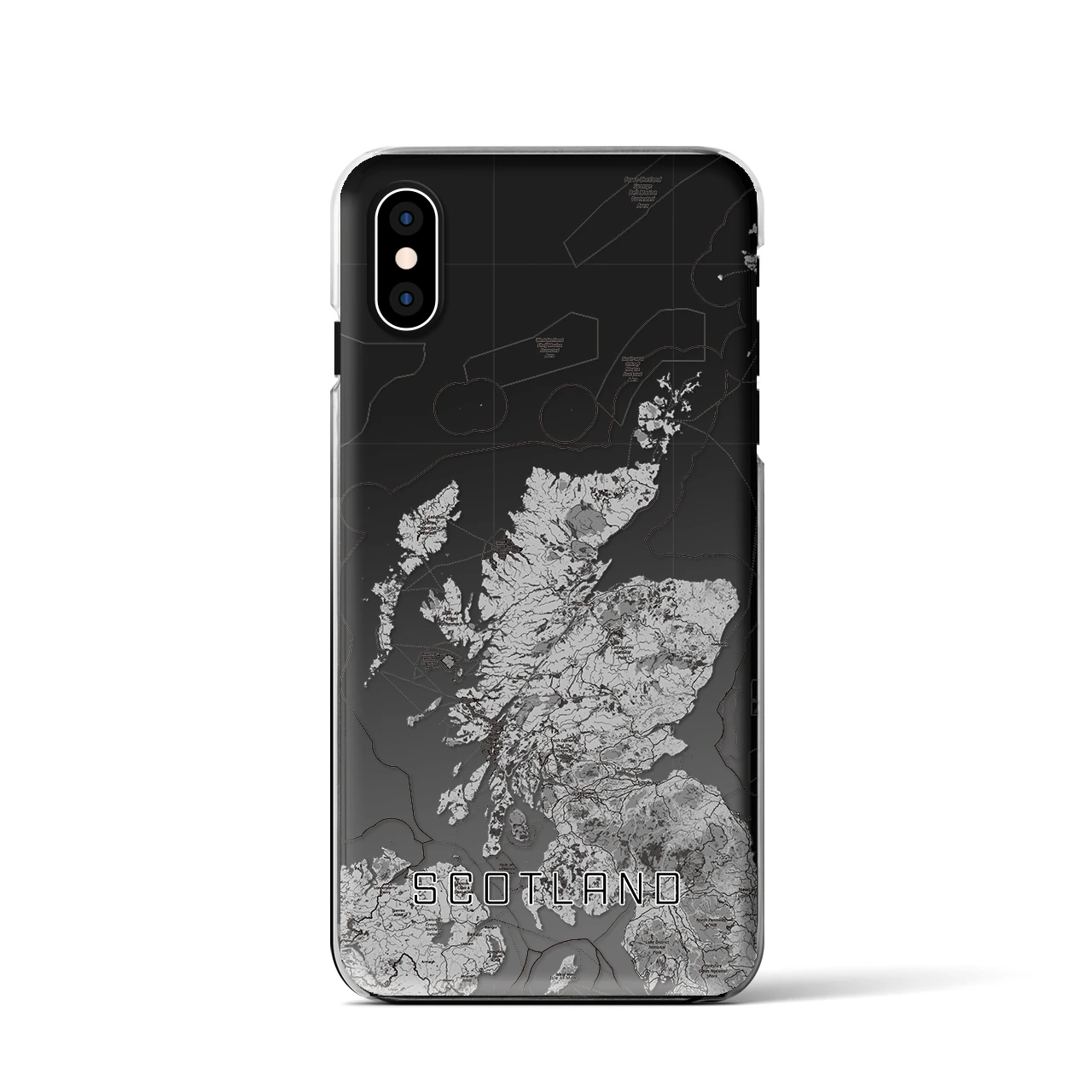 【スコットランド】地図柄iPhoneケース（クリアタイプ・モノトーン）iPhone XS / X 用