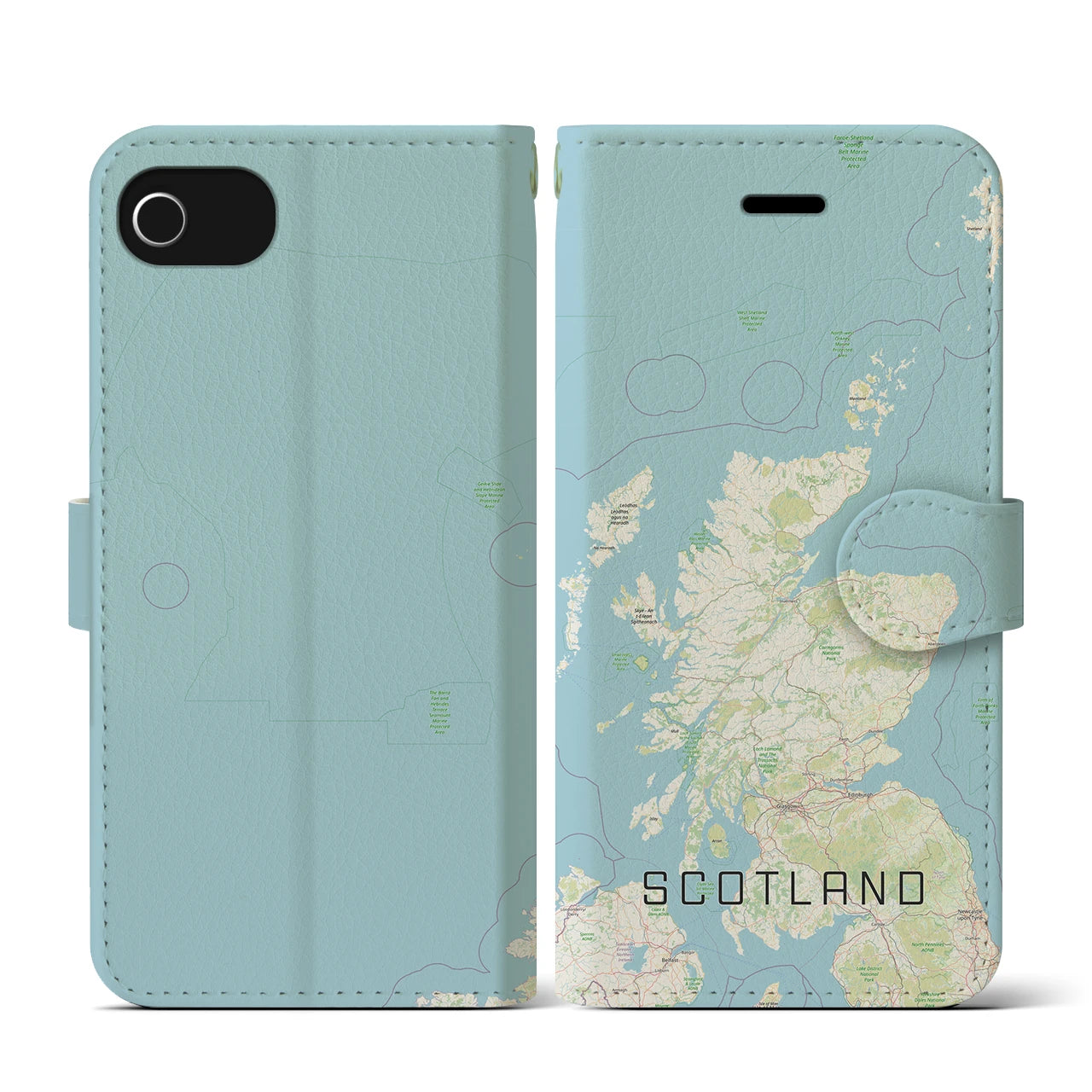 【スコットランド】地図柄iPhoneケース（手帳両面タイプ・ナチュラル）iPhone SE（第3 / 第2世代） / 8 / 7 / 6s / 6 用