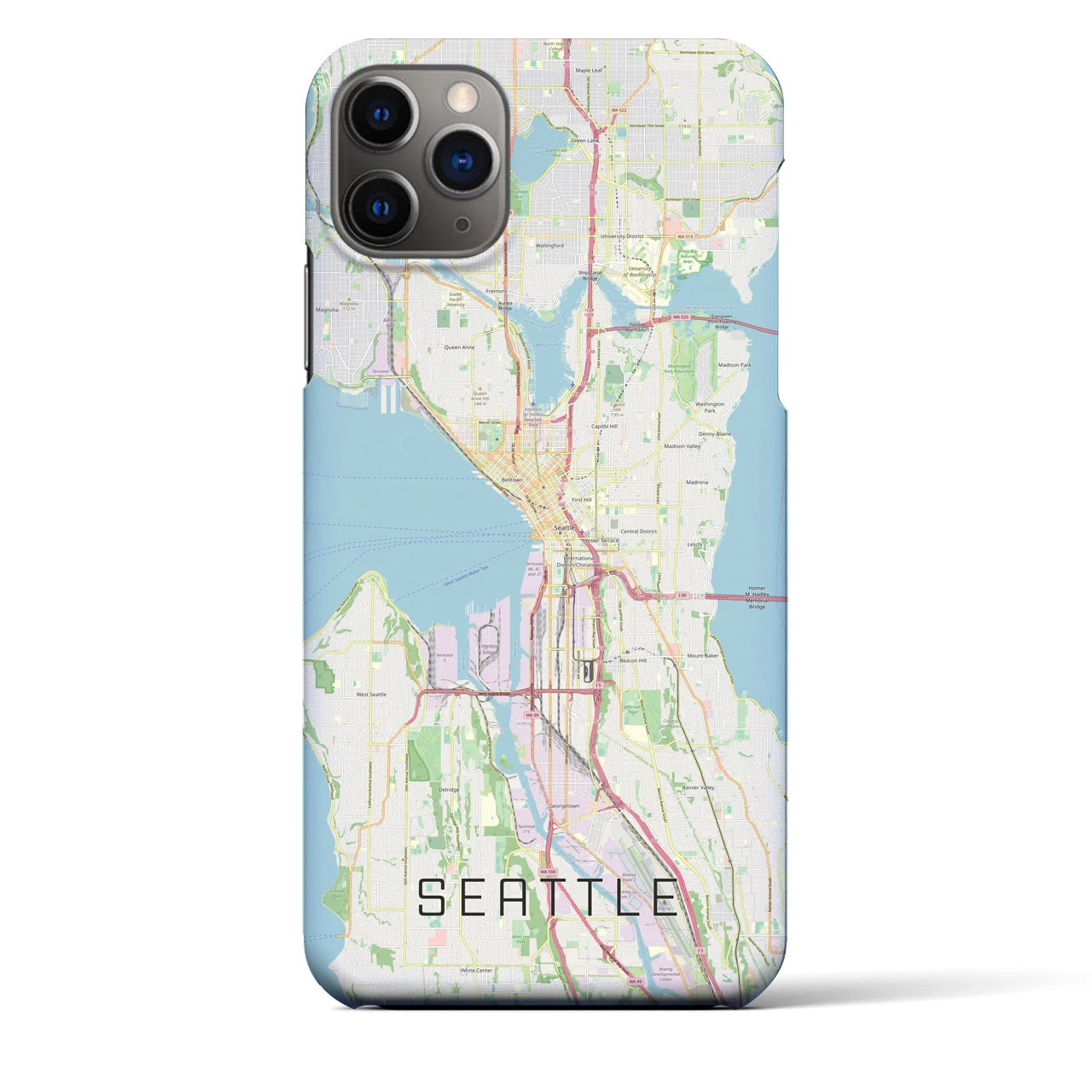 【シアトル】地図柄iPhoneケース（バックカバータイプ・ナチュラル）iPhone 11 Pro Max 用