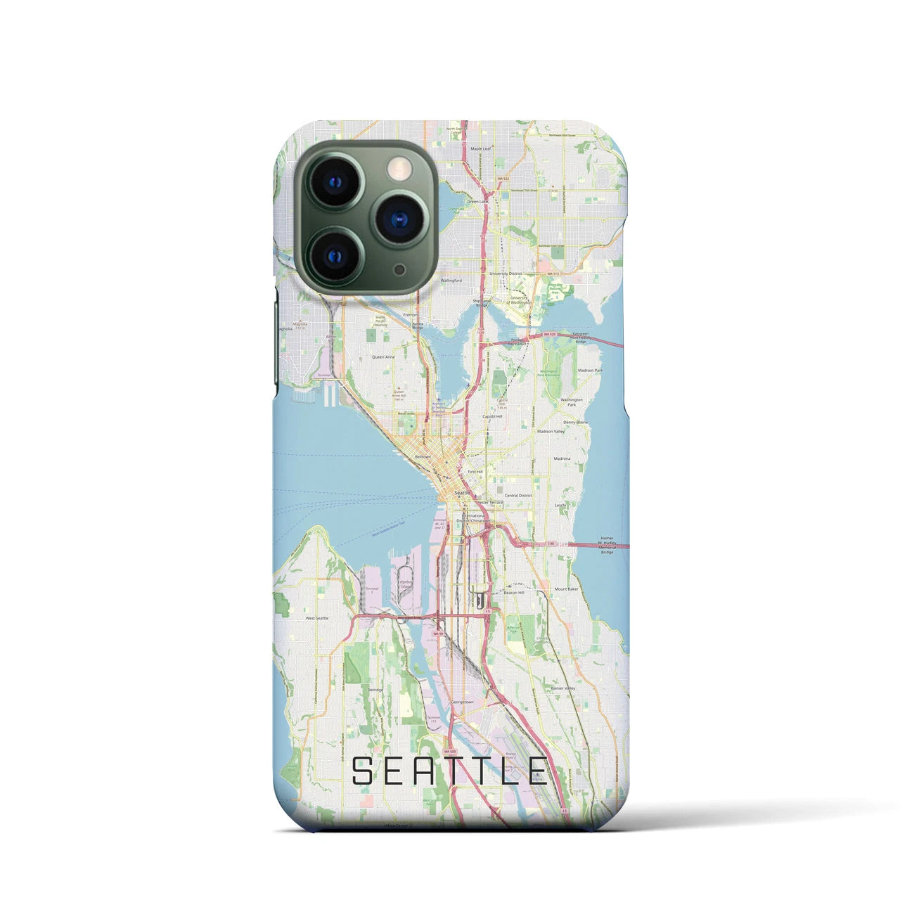 【シアトル】地図柄iPhoneケース（バックカバータイプ・ナチュラル）iPhone 11 Pro 用