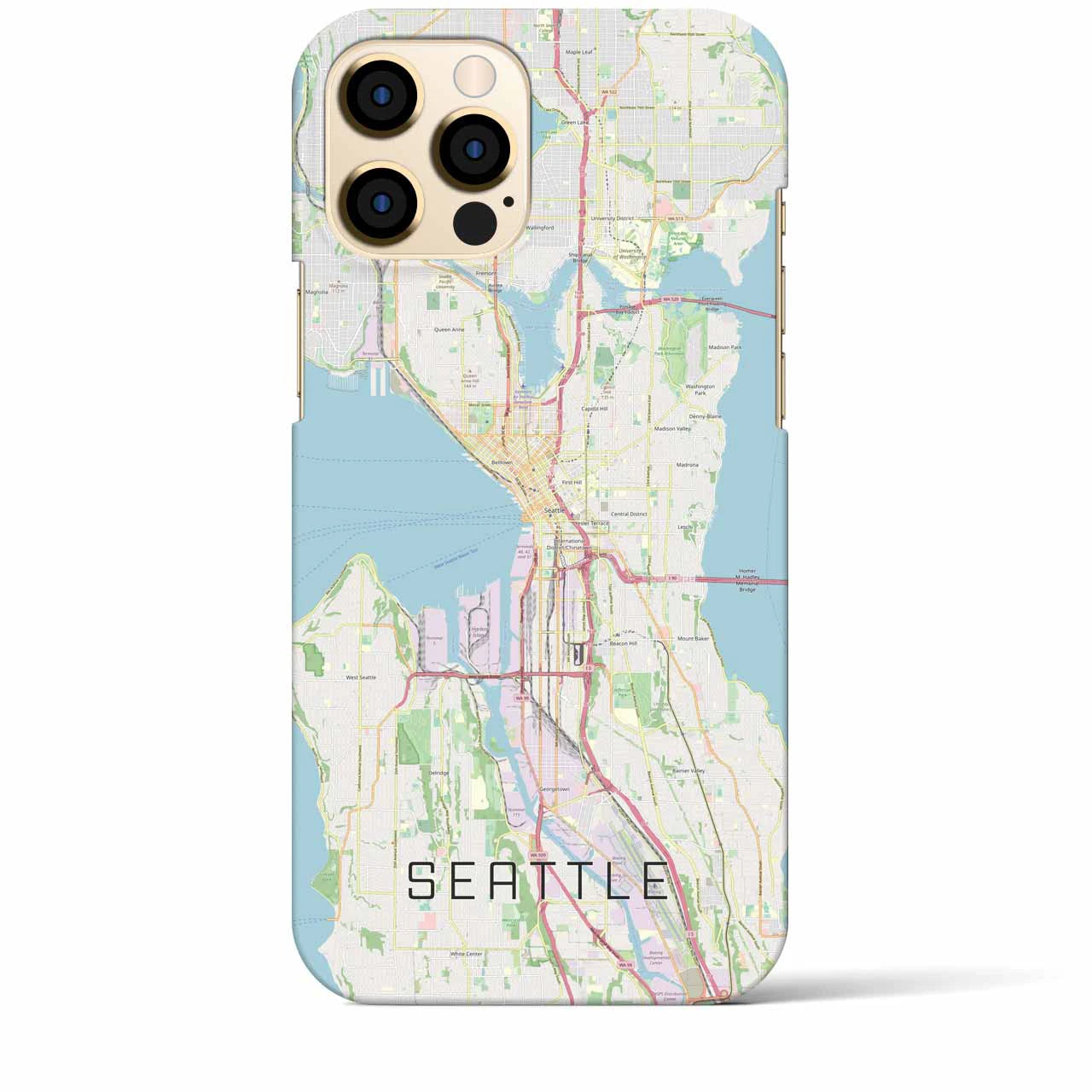 【シアトル】地図柄iPhoneケース（バックカバータイプ・ナチュラル）iPhone 12 Pro Max 用