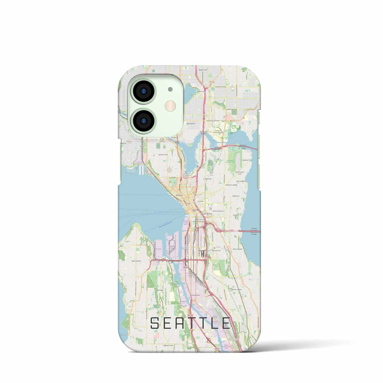 【シアトル】地図柄iPhoneケース（バックカバータイプ・ナチュラル）iPhone 12 mini 用