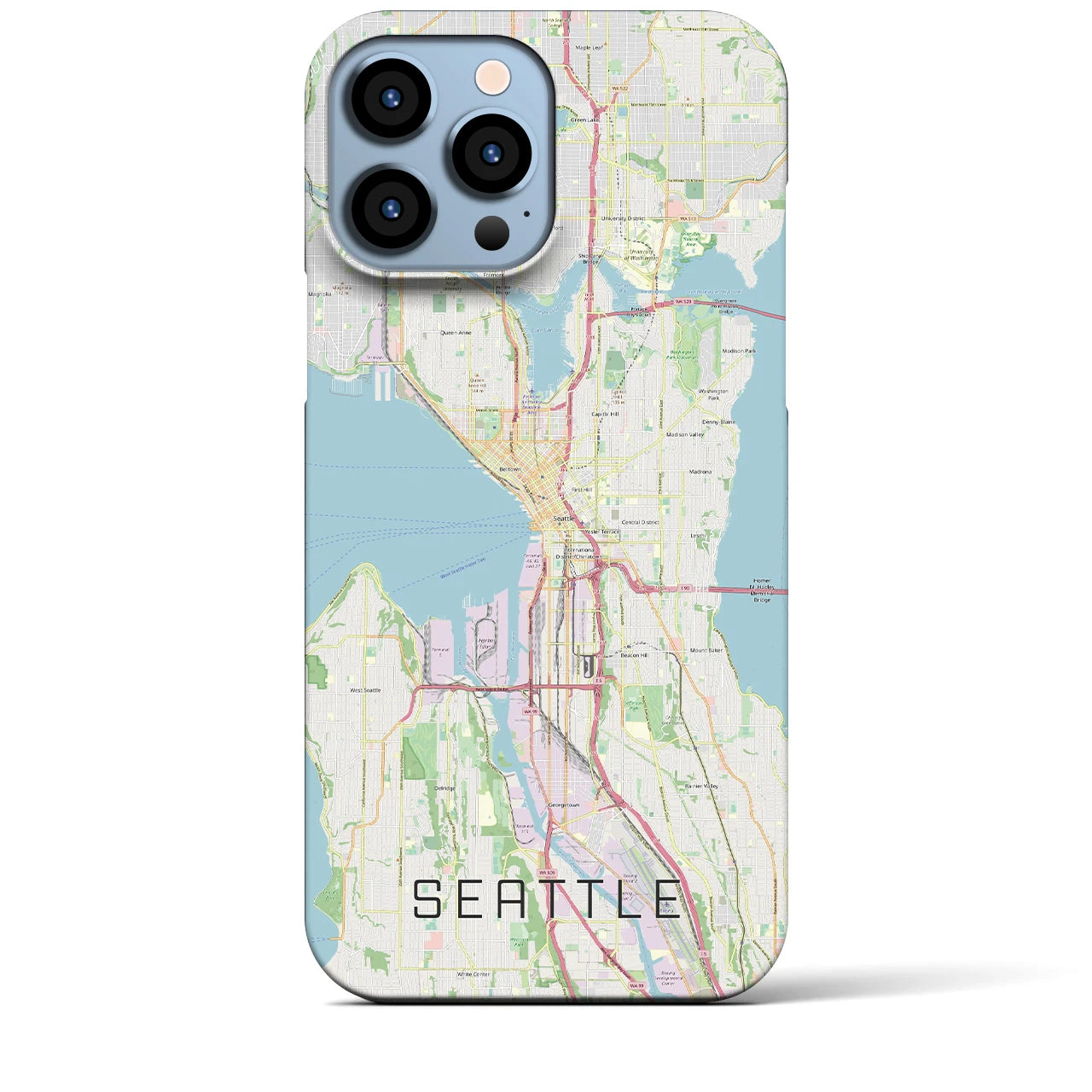 【シアトル】地図柄iPhoneケース（バックカバータイプ・ナチュラル）iPhone 13 Pro Max 用