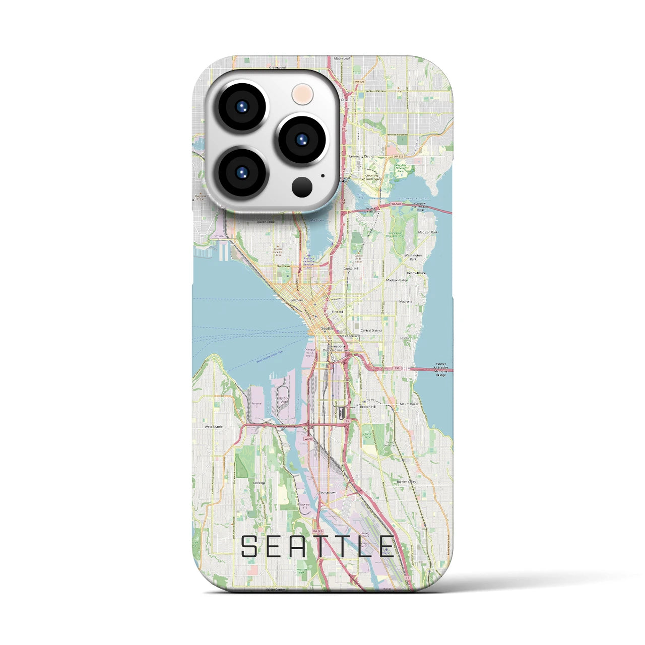 【シアトル】地図柄iPhoneケース（バックカバータイプ・ナチュラル）iPhone 13 Pro 用