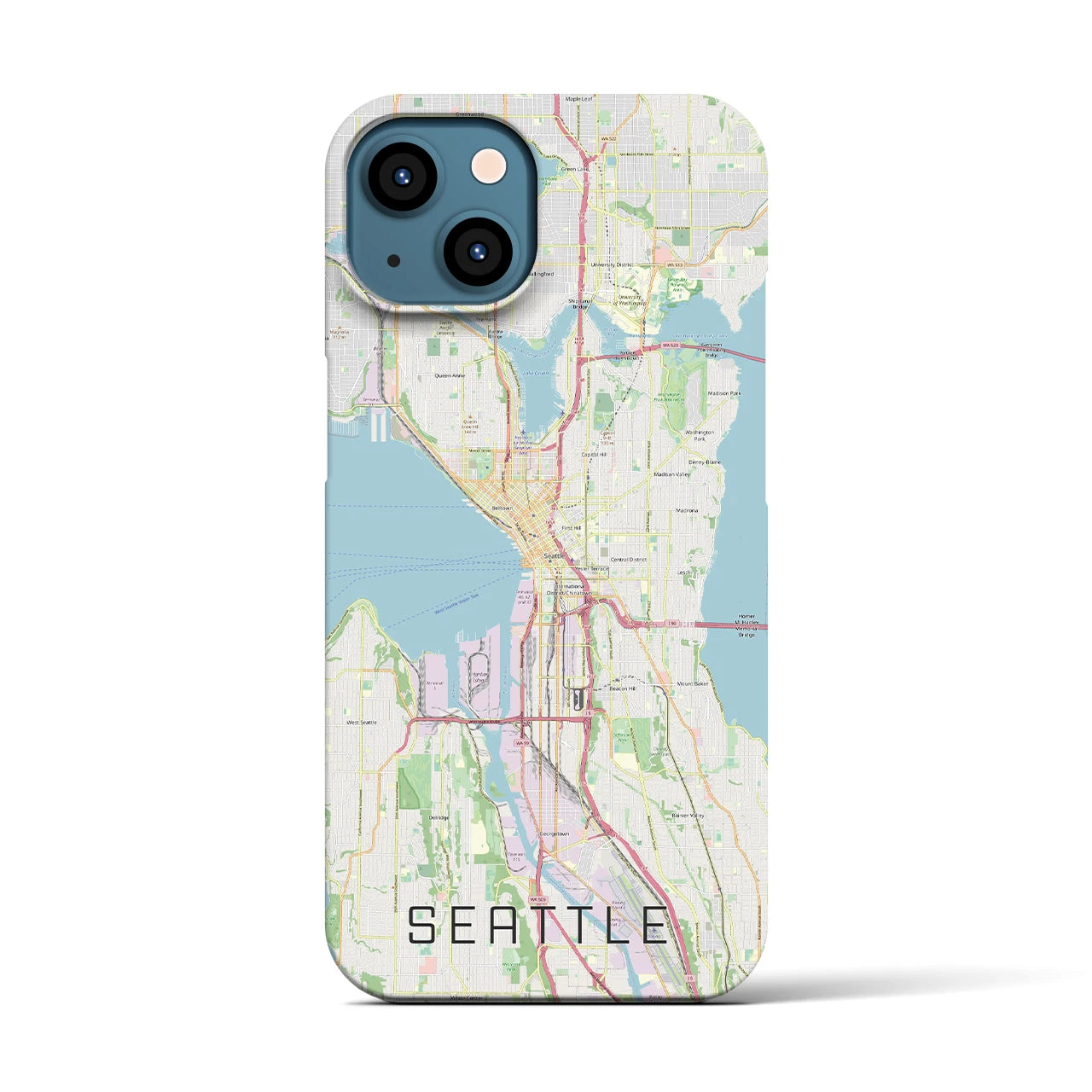 【シアトル】地図柄iPhoneケース（バックカバータイプ・ナチュラル）iPhone 13 用