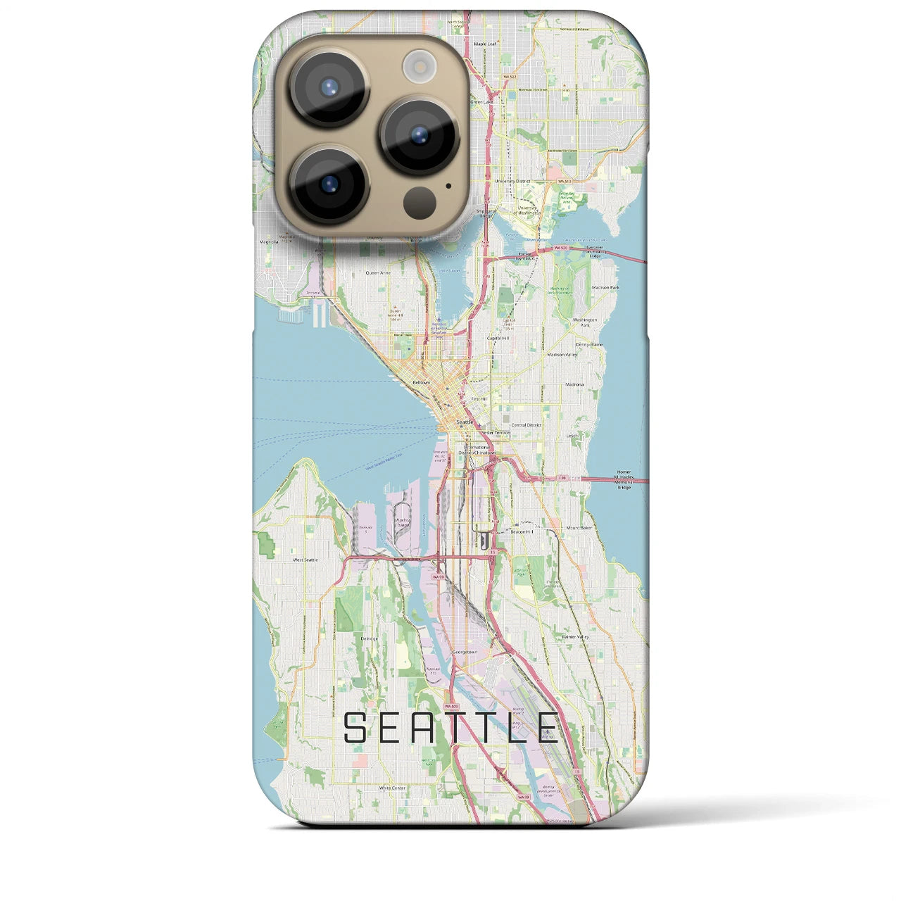 【シアトル】地図柄iPhoneケース（バックカバータイプ・ナチュラル）iPhone 14 Pro Max 用