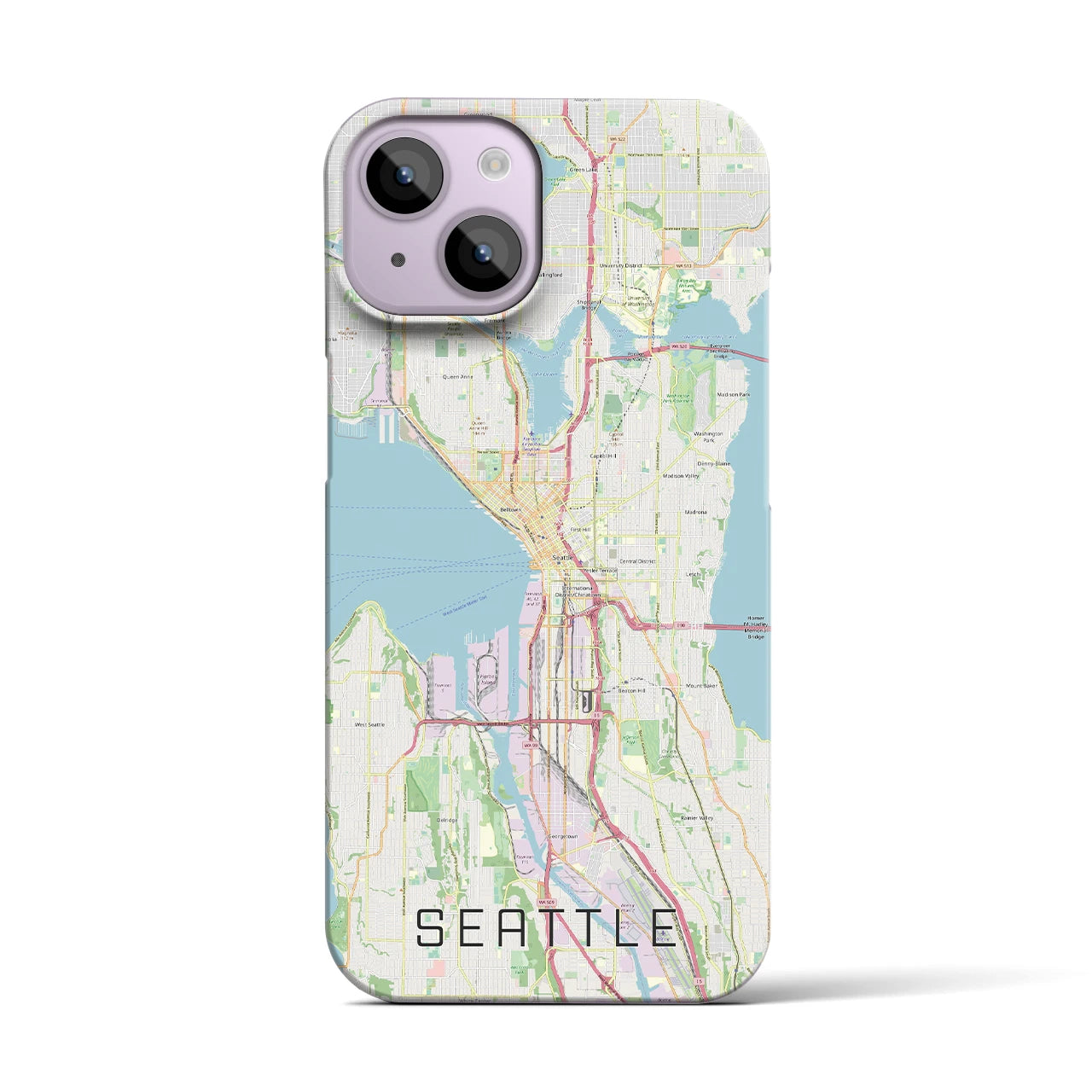 【シアトル】地図柄iPhoneケース（バックカバータイプ・ナチュラル）iPhone 14 用