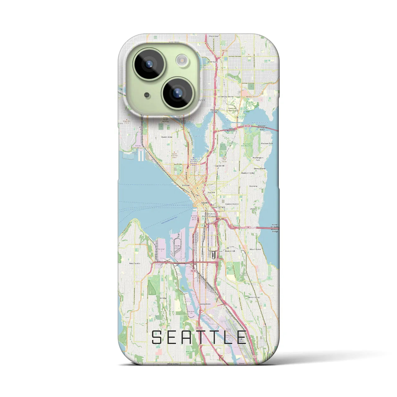 【シアトル】地図柄iPhoneケース（バックカバータイプ・ナチュラル）iPhone 15 用