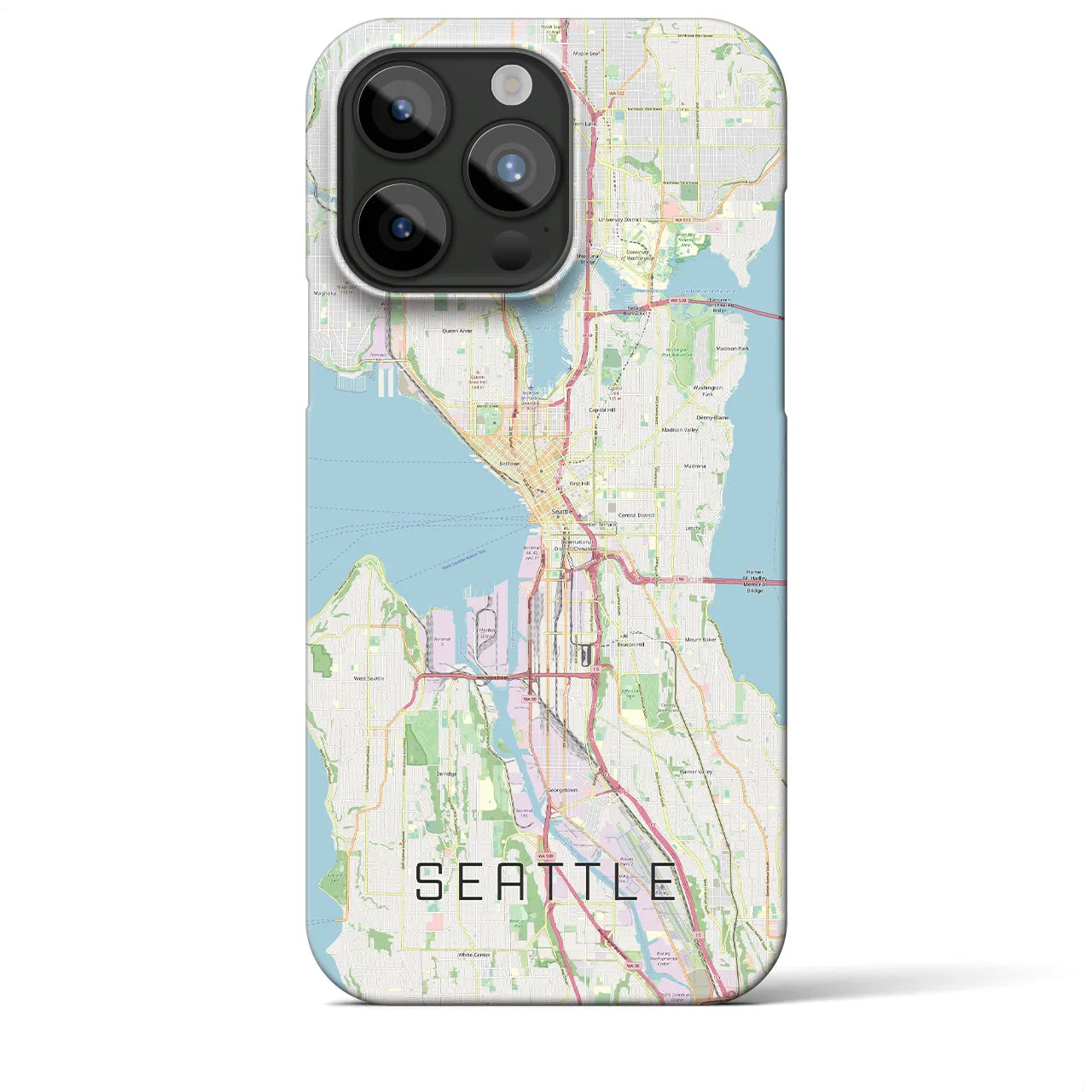【シアトル】地図柄iPhoneケース（バックカバータイプ・ナチュラル）iPhone 15 Pro Max 用