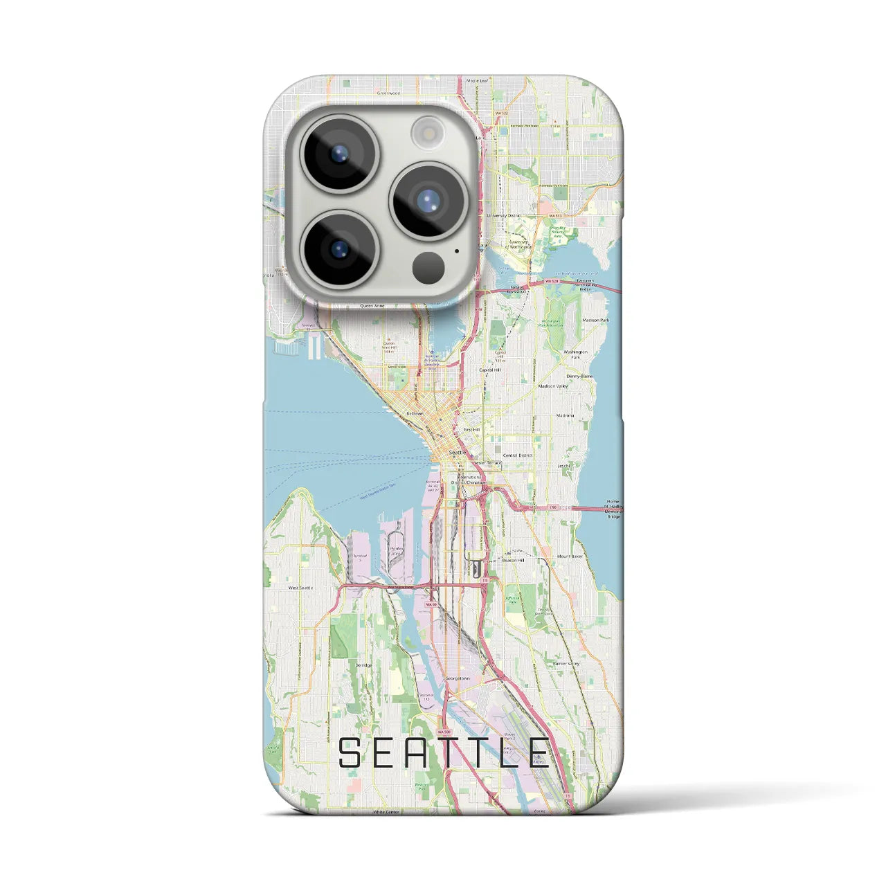 【シアトル】地図柄iPhoneケース（バックカバータイプ・ナチュラル）iPhone 15 Pro 用