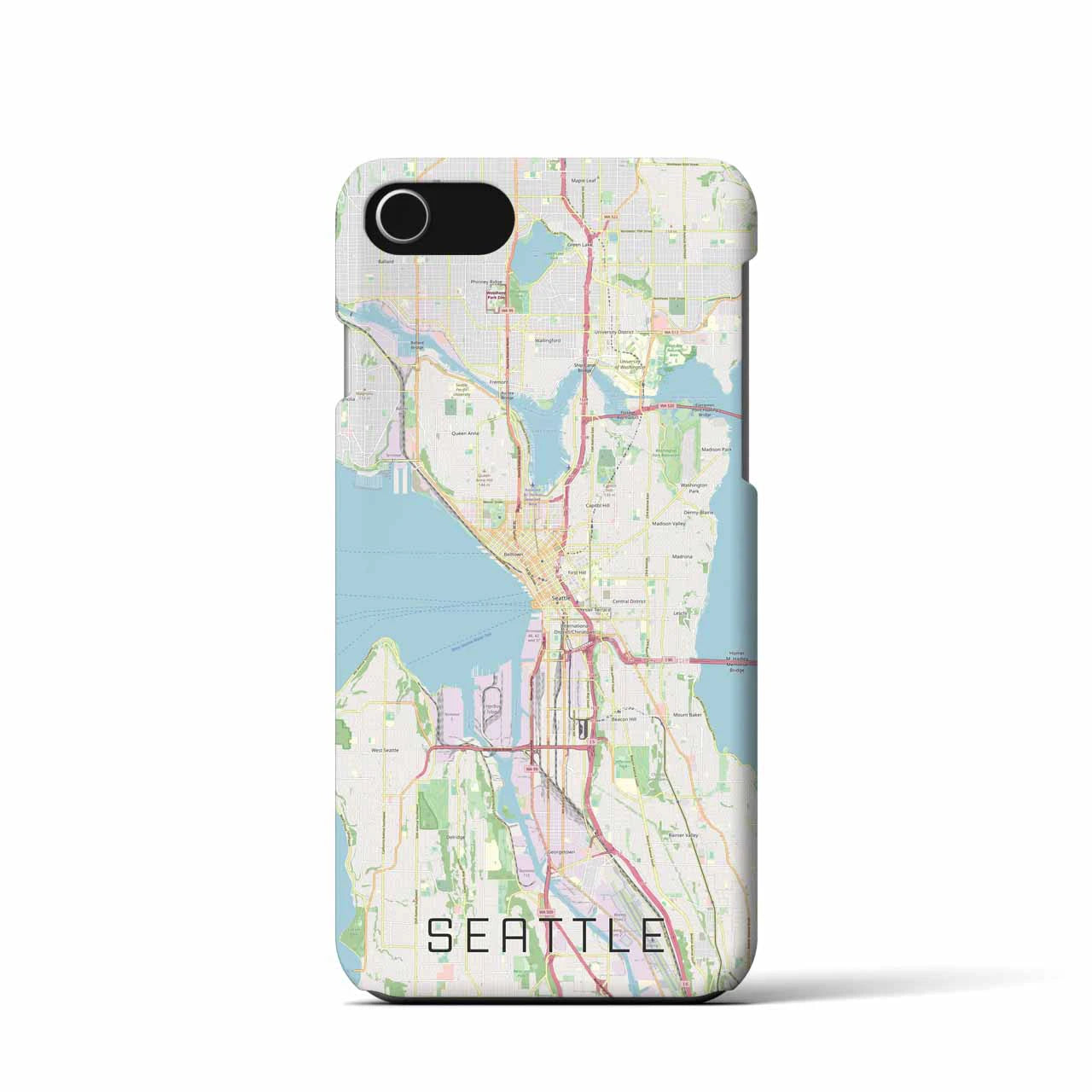 【シアトル】地図柄iPhoneケース（バックカバータイプ・ナチュラル）iPhone SE（第3 / 第2世代） / 8 / 7 / 6s / 6 用