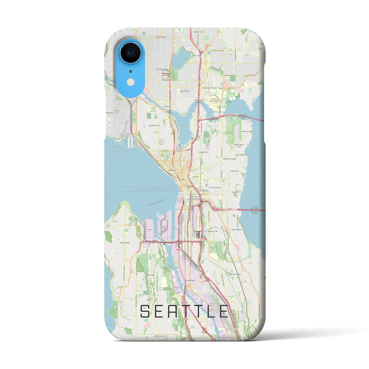 【シアトル】地図柄iPhoneケース（バックカバータイプ・ナチュラル）iPhone XR 用