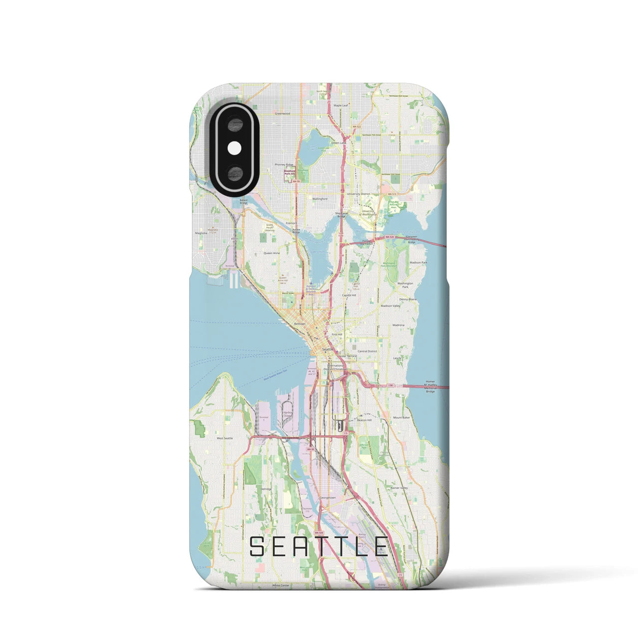 【シアトル】地図柄iPhoneケース（バックカバータイプ・ナチュラル）iPhone XS / X 用