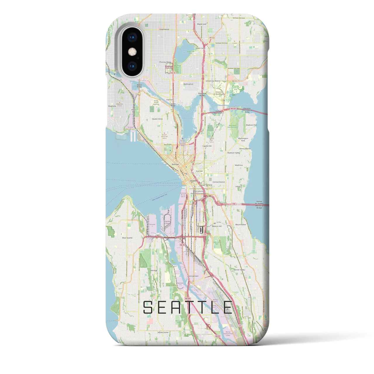 【シアトル】地図柄iPhoneケース（バックカバータイプ・ナチュラル）iPhone XS Max 用