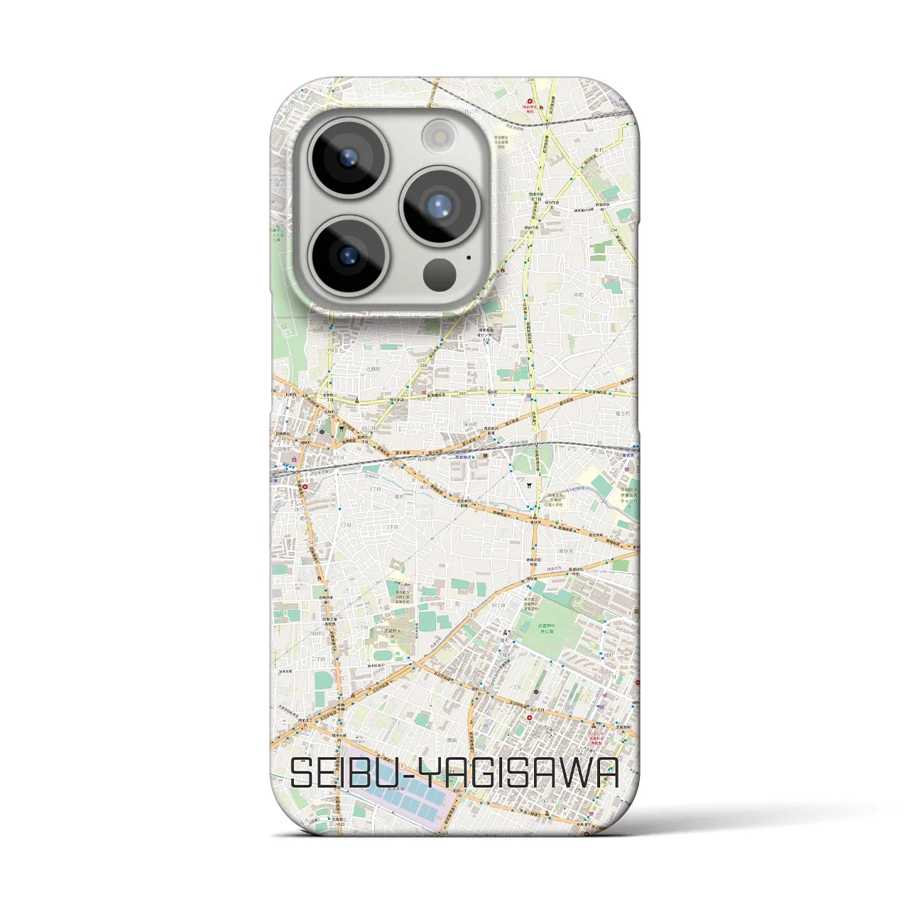 【西武柳沢】地図柄iPhoneケース（バックカバータイプ・ナチュラル）iPhone 15 Pro 用