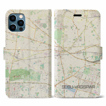 【西武柳沢（東京都）】地図柄iPhoneケース（手帳タイプ）ナチュラル・iPhone 12 / 12 Pro 用